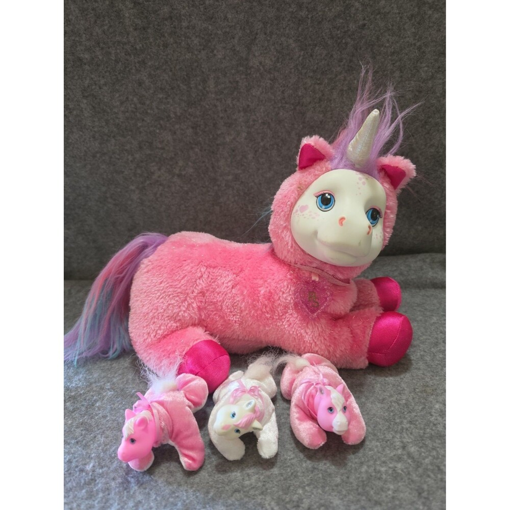 Just Play Stuffed Plush Pink Pony Unicorn Suprise Toy Animal with 3 Babies 2015